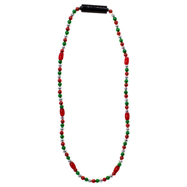 LED Light Up Red, Green & Silver Beaded Necklace