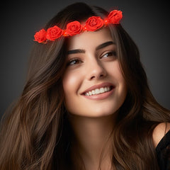 LED Light Up Red Roses Halo Headband