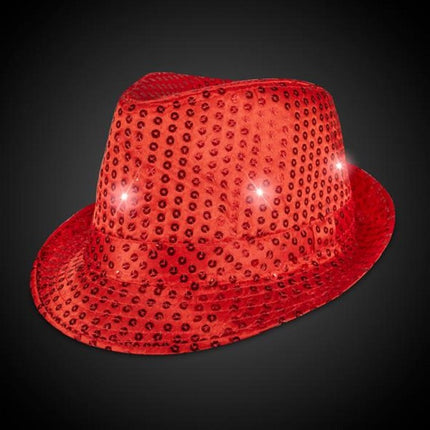 LED Light Up Red Sequin Fedora Hat