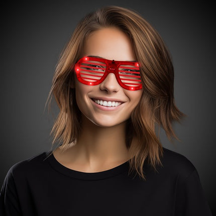 LED Light Up Red Slotted Glasses