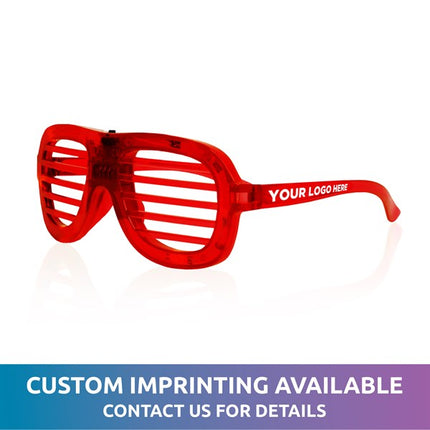 LED Light Up Red Slotted Glasses With Custom Imprint