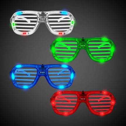 LED Light Up Slotted Shades - Pack of 12 Assorted Color Glasses