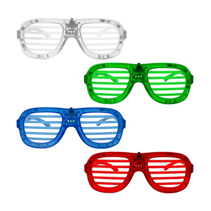 LED Light Up Slotted Shades - Pack of 12 Assorted Colors Glasses