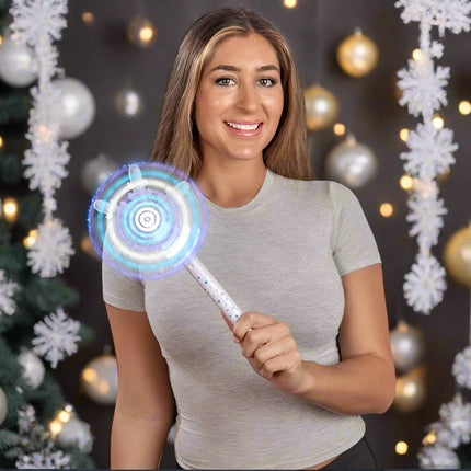 LED Light Up Spinning Snowflake Windmill Wand