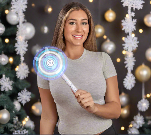 LED Light Up Spinning Snowflake Windmill Wand