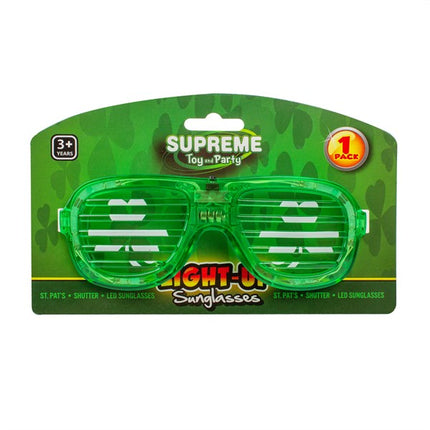 LED Light Up St. Pat's Shamrock Slotted Shades