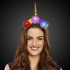 LED Light Up Unicorn Headband With Gold Horn