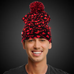 LED Light Up Valentine Hearts Knit Beanie