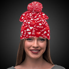 LED Light Up Valentine Love Knit Beanie