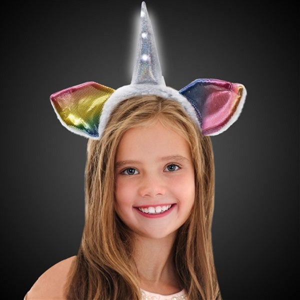 LED Light Up White Horn Unicorn Headband