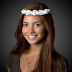 LED Light Up White Roses Halo Headband