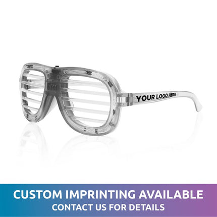 LED Light Up White Slotted Glasses - Custom