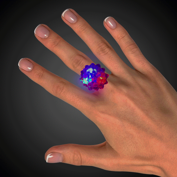 LED Light Up Bumpy Jelly Rings - Assorted Pack of 24