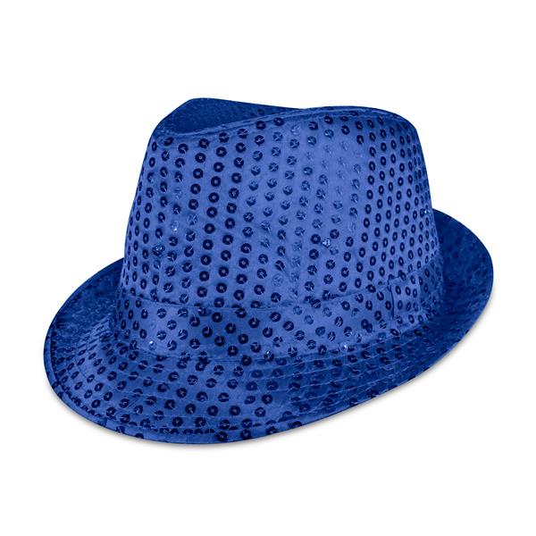 LED Lighted Blue Sequin Fedora Hat
