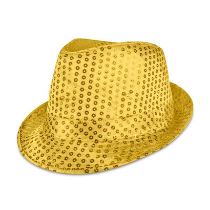 LED Lighted Flashing Gold Sequin Fedora Hat