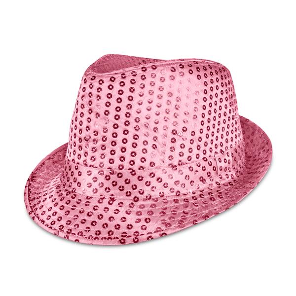 LED Lighted Flashing Pink Sequin Fedora Hat