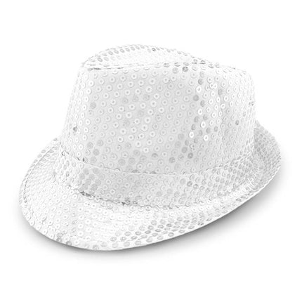LED Lighted Flashing White Sequin Fedora Hat