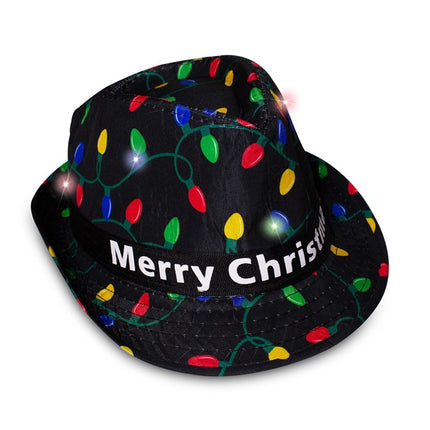 LED Lighted Merry Christmas Fedora Hat