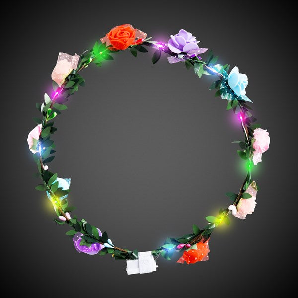 LED Lighted Multi-Color Roses Halo Headband