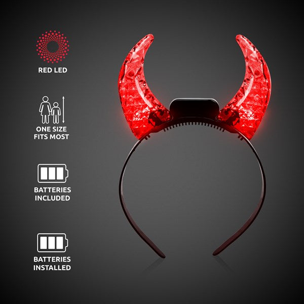 LED Lighted Red Crystal Devil Horns Headband