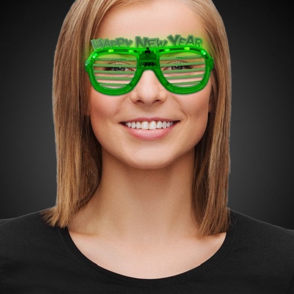 LED Light Up New Year Green Slotted Shades