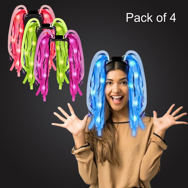 LED Party Dreads Headbands - Pack of Assorted 4