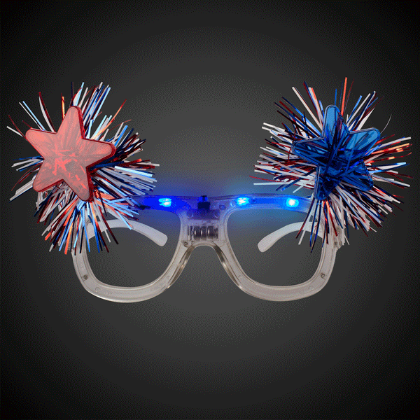 LED Patriotic Red White Blue Stars Sunglasses