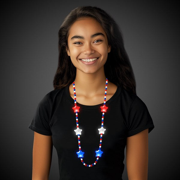 LED Patriotic Star Bead Necklaces Retail Counter Display