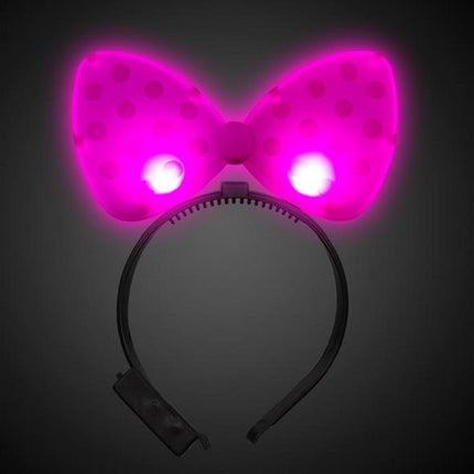 LED Polka Dot Bow Headbands - Pink Color
