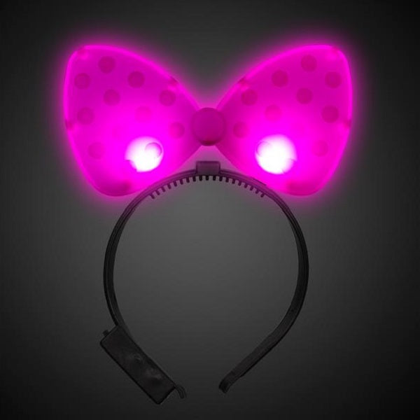 LED Polka Dot Bow Headbands - Pink Color