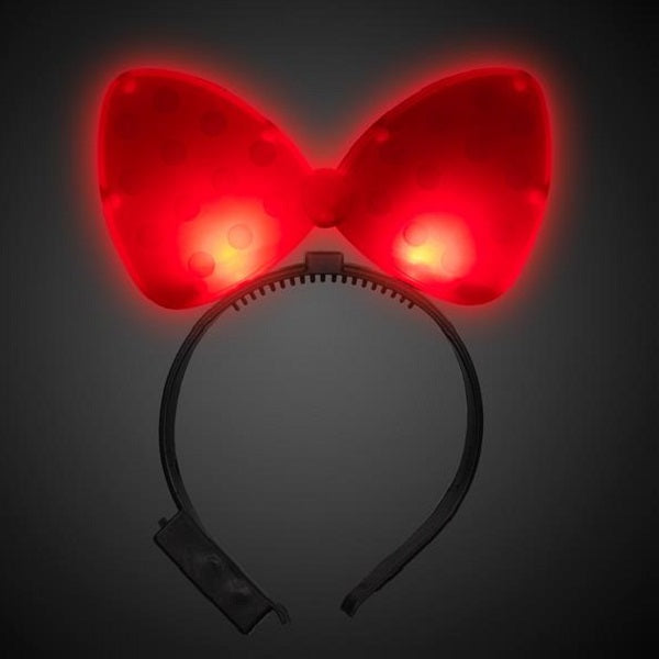 LED Polka Dot Bow Headbands - Red Color