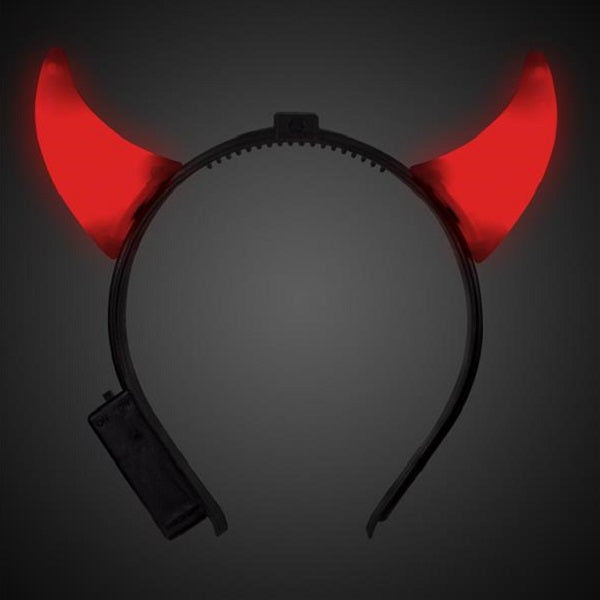 LED Red Devil Horns Headbands - Pack of 12