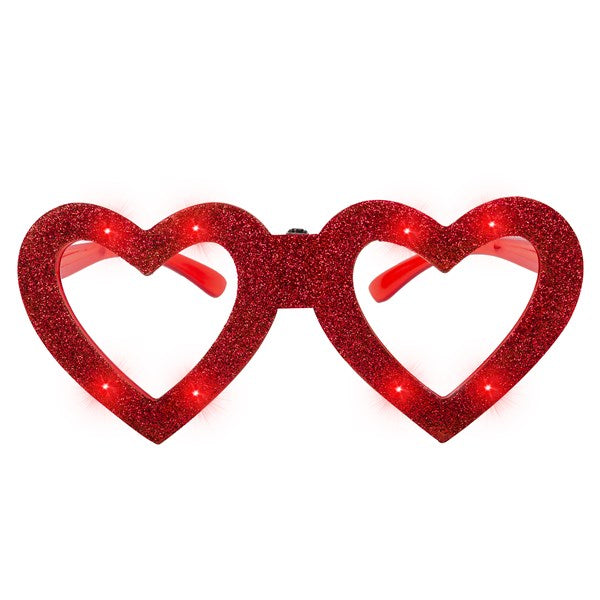 LED Red Heart Glitter Eye Glasses