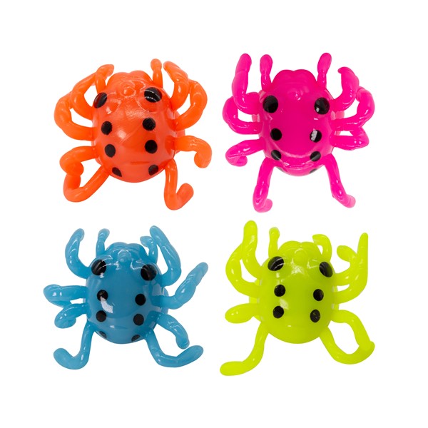 LED Light Up Spider Jelly Rings - Assorted Pack of 24