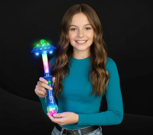 Light-Up UFO Toy Wand for Kids – LED Alien Space Wand (15 Inch)