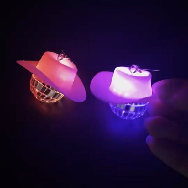 Light Up Flashing Shiny Disco Ball Cowgirl Earrings