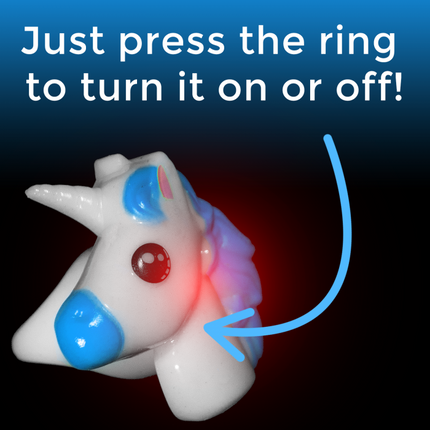 1 Inch Blue Light Up Unicorn Rings - Pack of 4