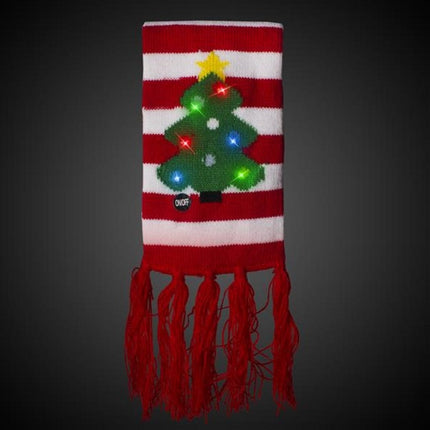 Light Up Christmas Tree Striped Scarf