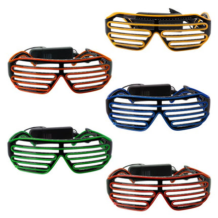Light Up EL Slotted Shades - Pack of 6 Assorted Eyeglasses