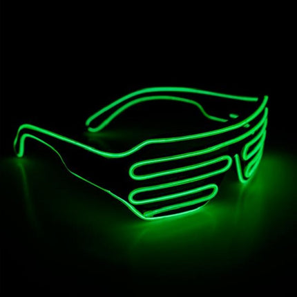 Light Up EL Wire Green Slotted Eyeglasses