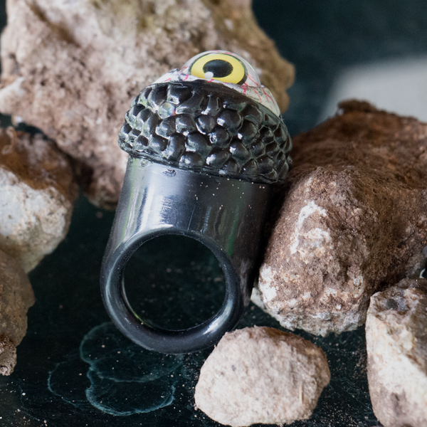 LED Light Up Flashing Black Eyeball Ring