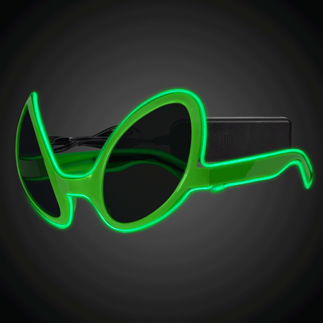 Light Up Flashing EL Wire Green Alien Sunglasses