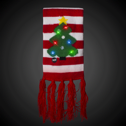Light Up Flashing LED Christmas Tree Striped Scarf