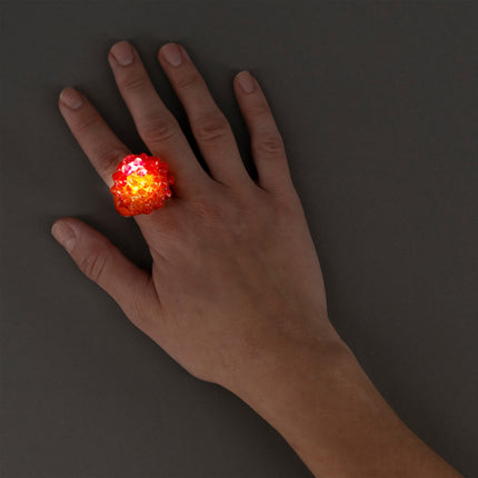 Light Up Flashing LED Red Jelly Bumpy Rings
