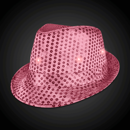 Light Up Flashing Pink Sequin Fedora Hat