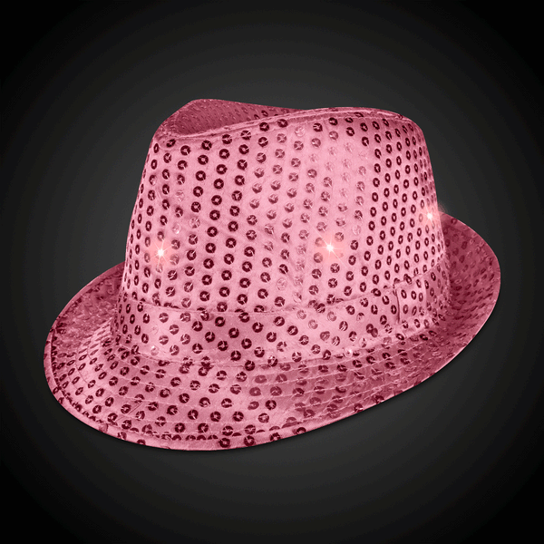 Light Up Flashing Pink Sequin Fedora Hat