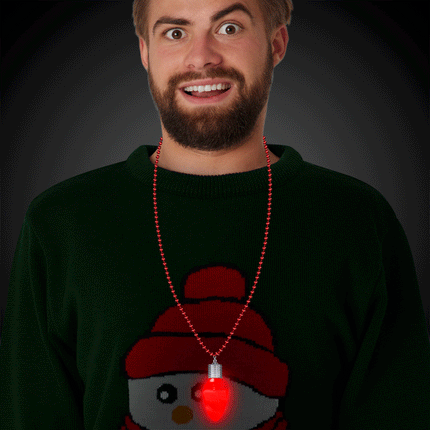 Light Up Flashing Red Bulb Bead Necklace