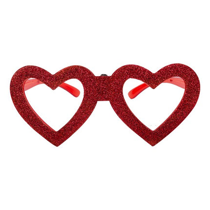 Light Up Flashing Red Heart Glitter Glasses