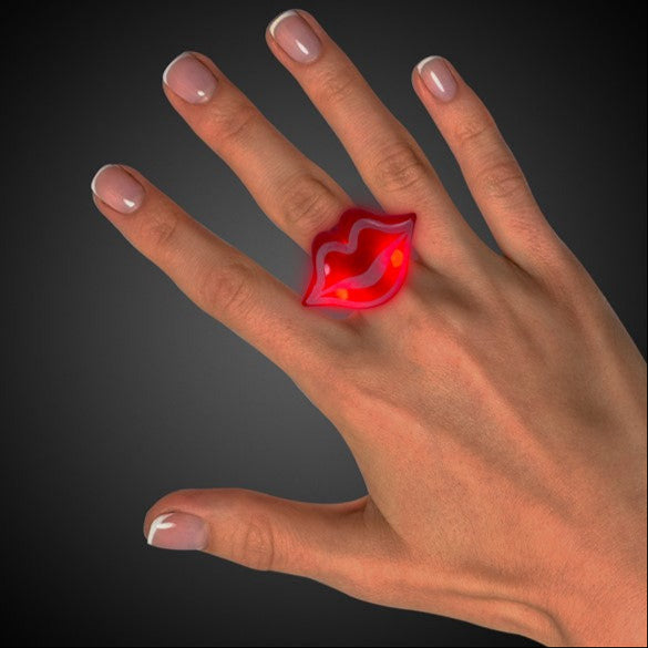 Light Up Flashing Red Lip Jelly Rings - Assorted