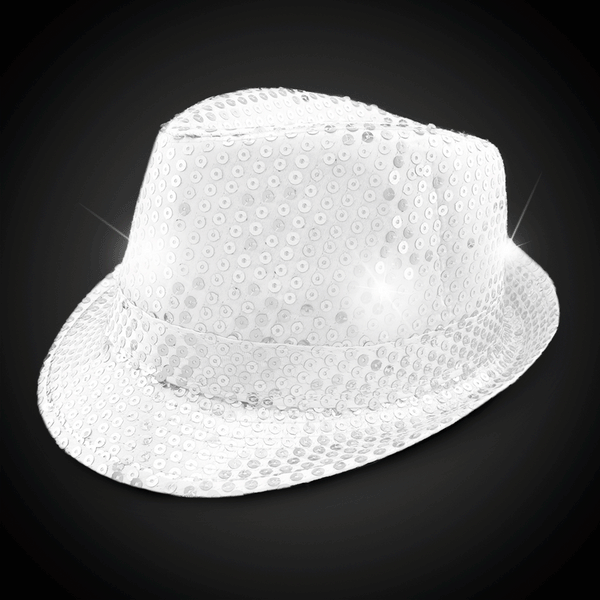 Light Up Flashing White Sequin Fedora Hat